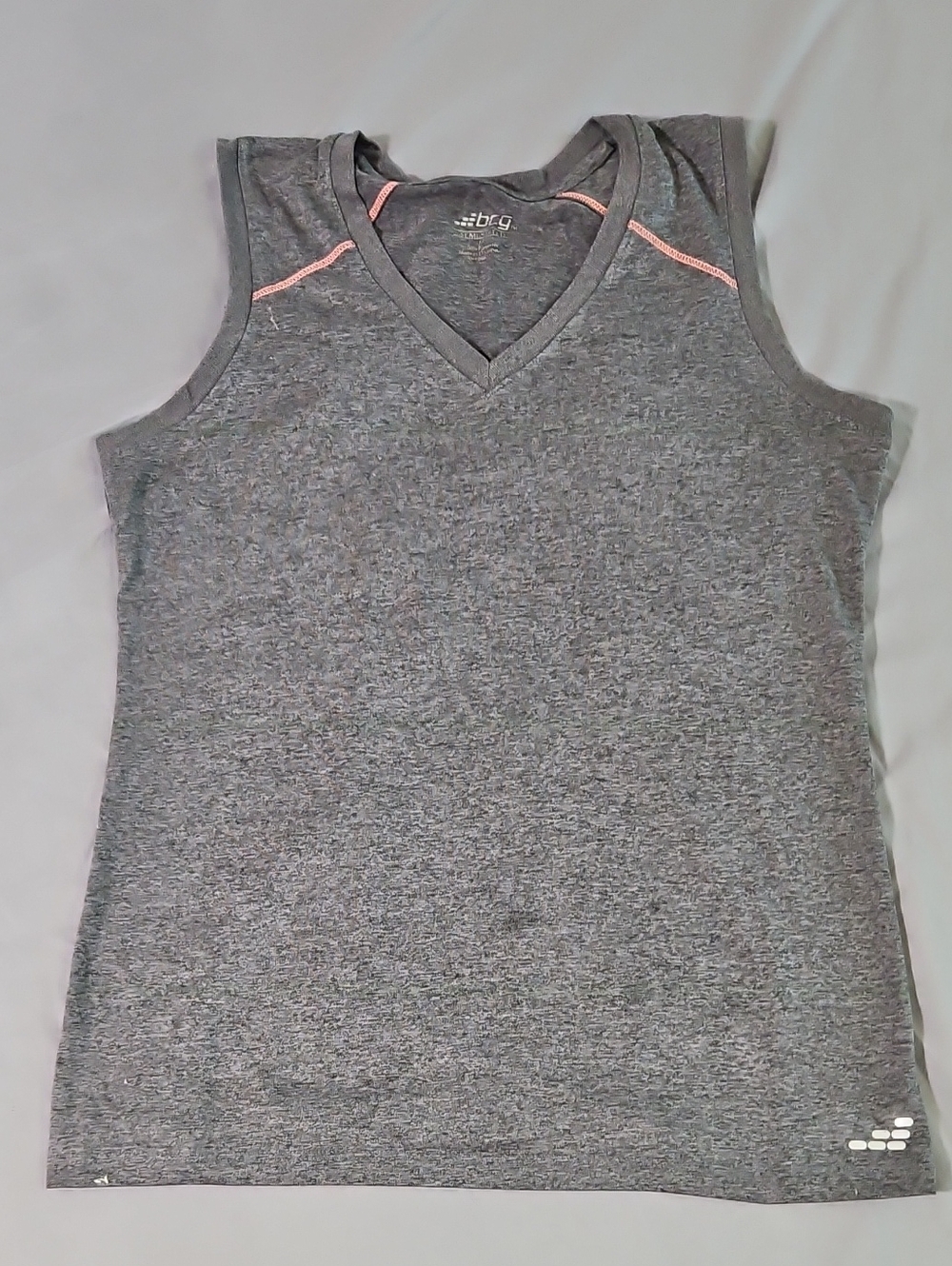 bcg Gray V-Neck Athletic Tank with Pink Trim